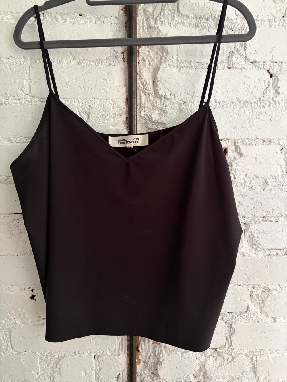 Diane Von Furstenberg Black Silk-Feel Spaghetti Strap Cami